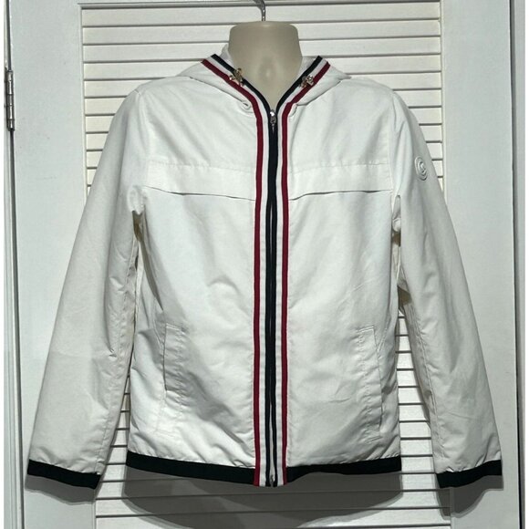Michael Kors Other - Michael Kors Men's White Stripes Red Blue Hooded Zip-Up Jacket Size Small 3059